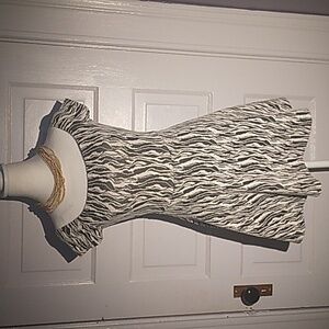 "Crush" black and white striped  (animal printish) Mini Dress, short sleeve